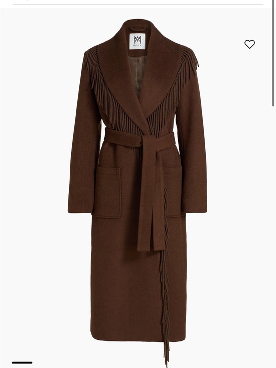 Milly Jackets & Blazers - Milly Chocolate Brown Fringe Wool Wrap Coat